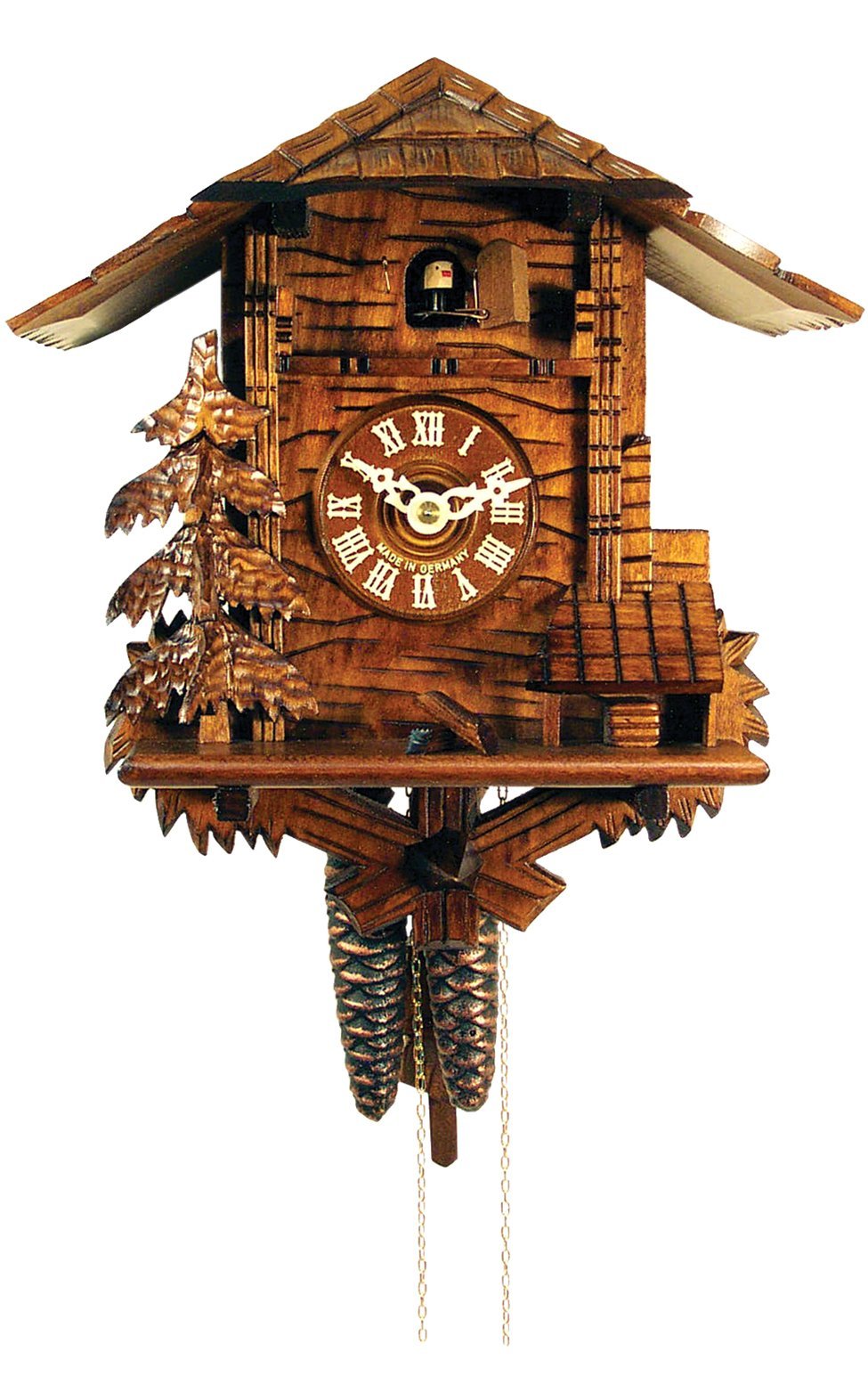Alexander Taron Importer 437HV Engstler Weight-Driven Cuckoo Clock-Full Size-11 H x 10.75" W x 6.25" D, Brown