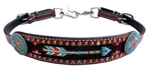 Showman Medium Oil Leather Wither Strap w/Arrow Beaded Design