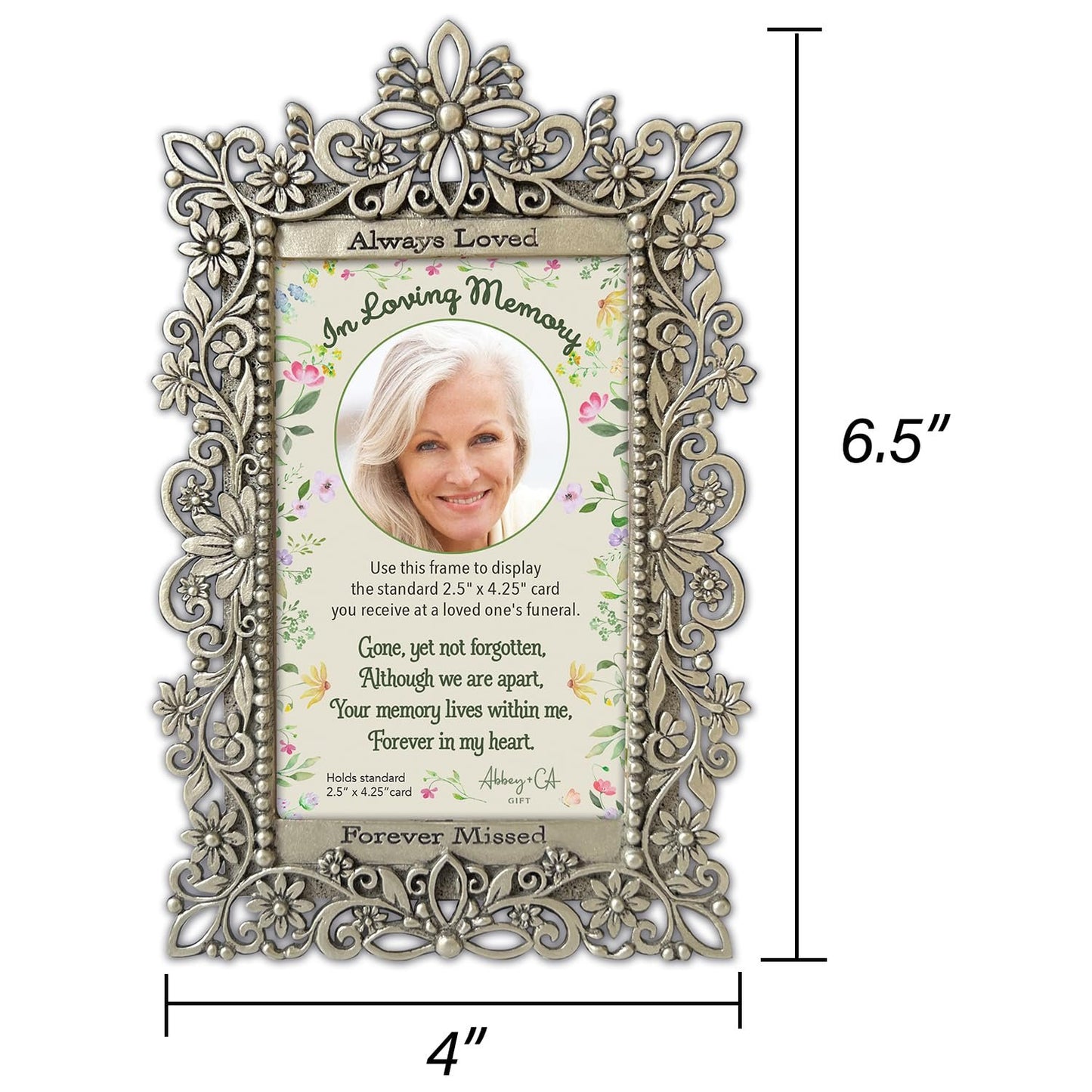 Abbey + CA Gift Funeral Card Frame, Memorial Photo Frame for Loss of Loved One, Holds 2 1/5 by 4 1/4 Inch Memorial Card