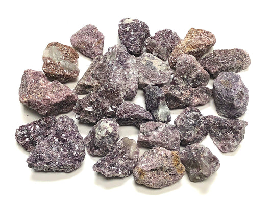 Zentron Crystal Collection Rough Natural Lepidolite Stones with Velvet Bag - Large 1" Natural Bulk Rocks for Tumbling, Wire Wrapping, Polishing, Wicca and Reiki (1/2 Pound)