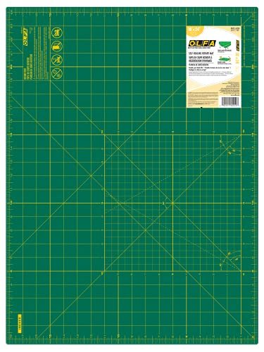 OLFA 18" x 24" Self Healing Rotary Cutting Mat (RM-SG) - Double Sided 18x24 Inch Cutting Mat with Grid for Quilting, Sewing, Fabric, & Crafts, Designed for Use with Rotary Cutters (Green)
