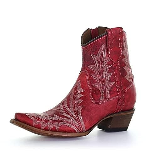 Circle G by Corral Ladies Red Embroidery and Zipper Ankle Booties L5704 (numeric_11)