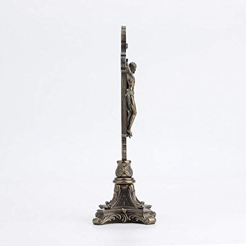 Veronese Design 13" Tall Standing Crucifix Baroque Style Stand Cold Cast Resin Antique Bronze Finish Religious Gift Home Decor Alter Sculpture