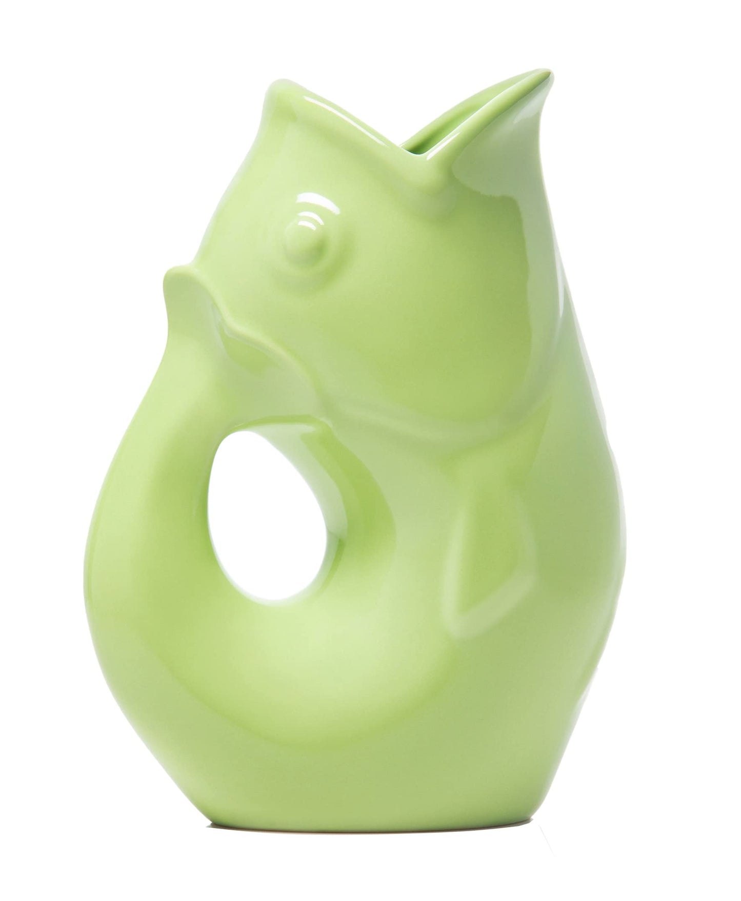 Gurgle Pot Fish Pitcher- | Large Flower Vase or Beverage Pitcher | Green Serving Ware for Parties | Indoor and Outdoor Serveware | Coffee and Dining Room Tables Centerpieces
