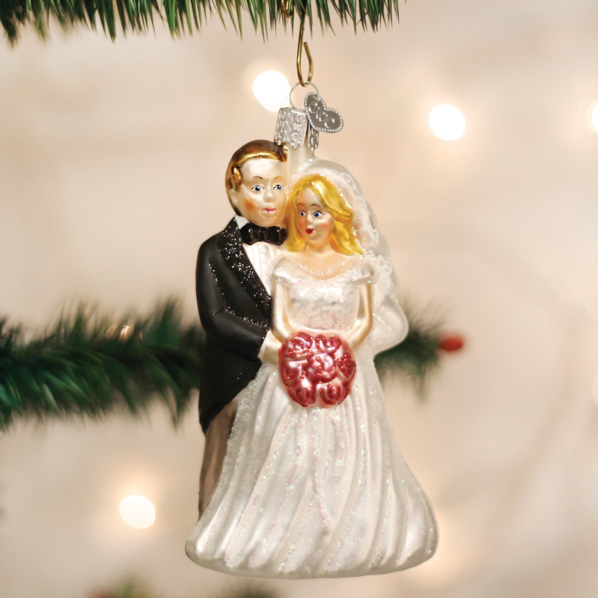 Old World Christmas Ornaments: Bride and Groom Gifts Glass Blown Ornaments for Christmas Tree