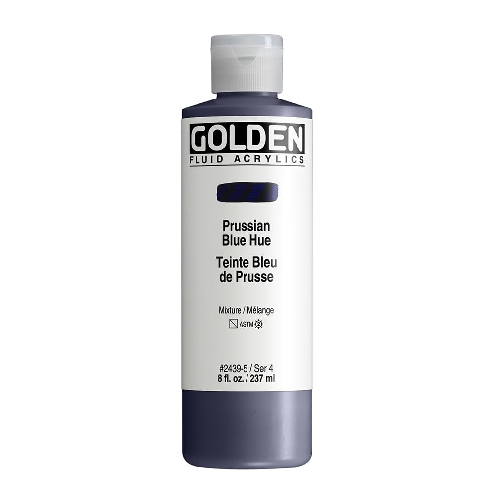 Fluid Acrylics by GOLDEN, Prussian Blue Hue, 8 fl. oz. Bottle, Professional Acrylic Paint, Semi-Transparent