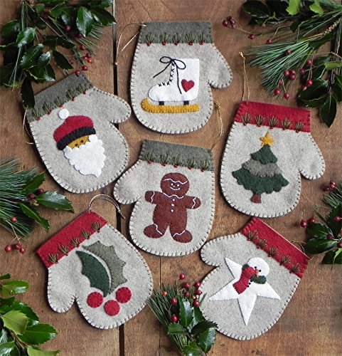 Christmas Warm Hands Ornament Kit to Make | 6 Piece Wool-Felt Warm Hands Kit by Rachel's of Greenfield
