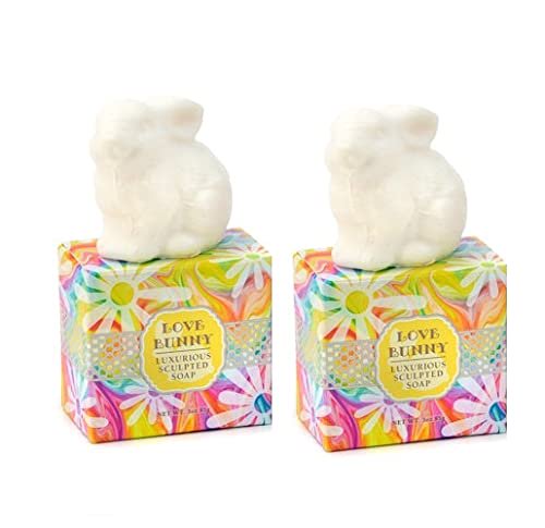 Greenwich Bay Trading Easter Gift Set- 2 Soap Bar Easter Bunny Set- Love Bunny White Decorative Soaps - Enriched with Shea Butter, Cocoa Butter, Sweet Almond Oil Natural Exfoliants - Each Bar 3 Oz
