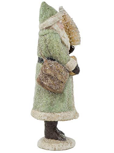 RAZ Imports Glittered Resin Santa Figure (Green)