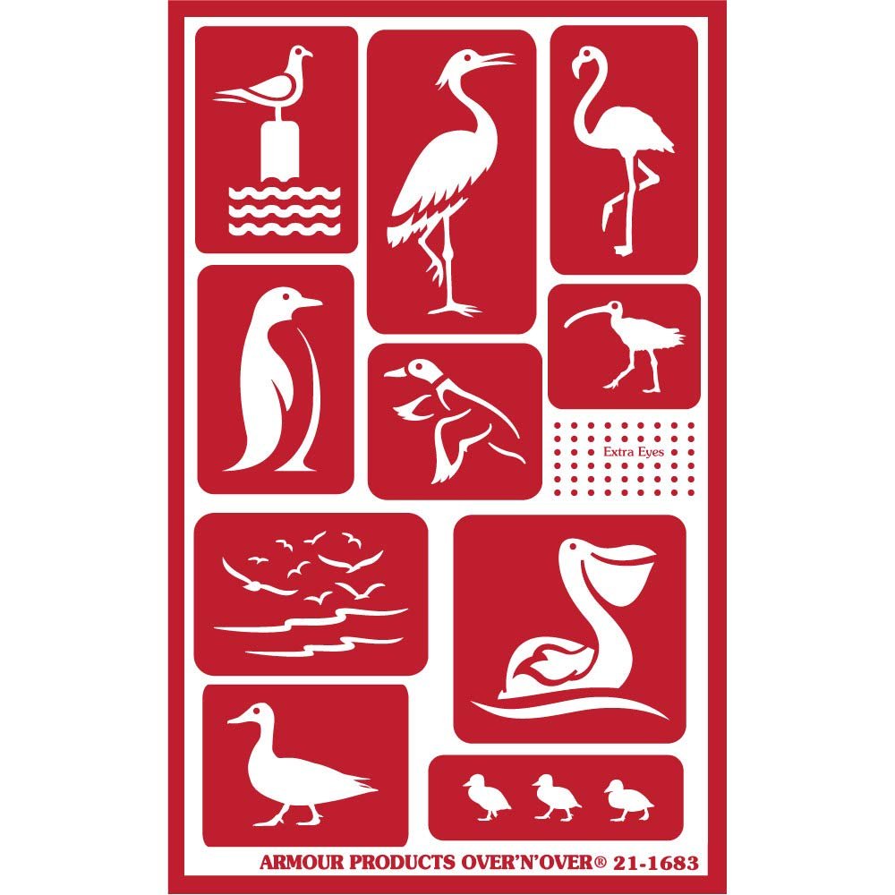 3 Armour Etch Over N Over Reusable Glass Etching Stencils Set | Wild Life Animals, Sea Creatures, Birds Theme