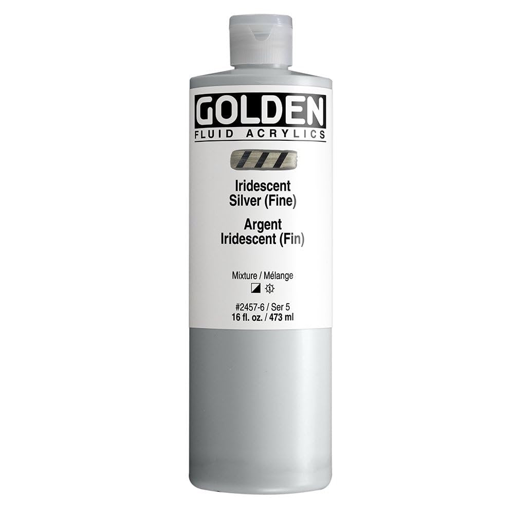 Golden Fluid Iridescent Acrylics - Iridescent Silver Fine 16 oz bottle