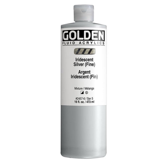 Golden Fluid Iridescent Acrylics - Iridescent Silver Fine 16 oz bottle