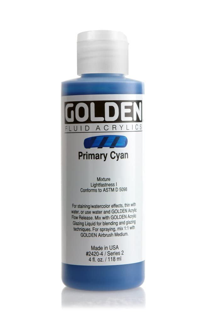 GOLDEN Fluid Acrylic, 4 oz Bottle, Primary Cyan (2420-4)