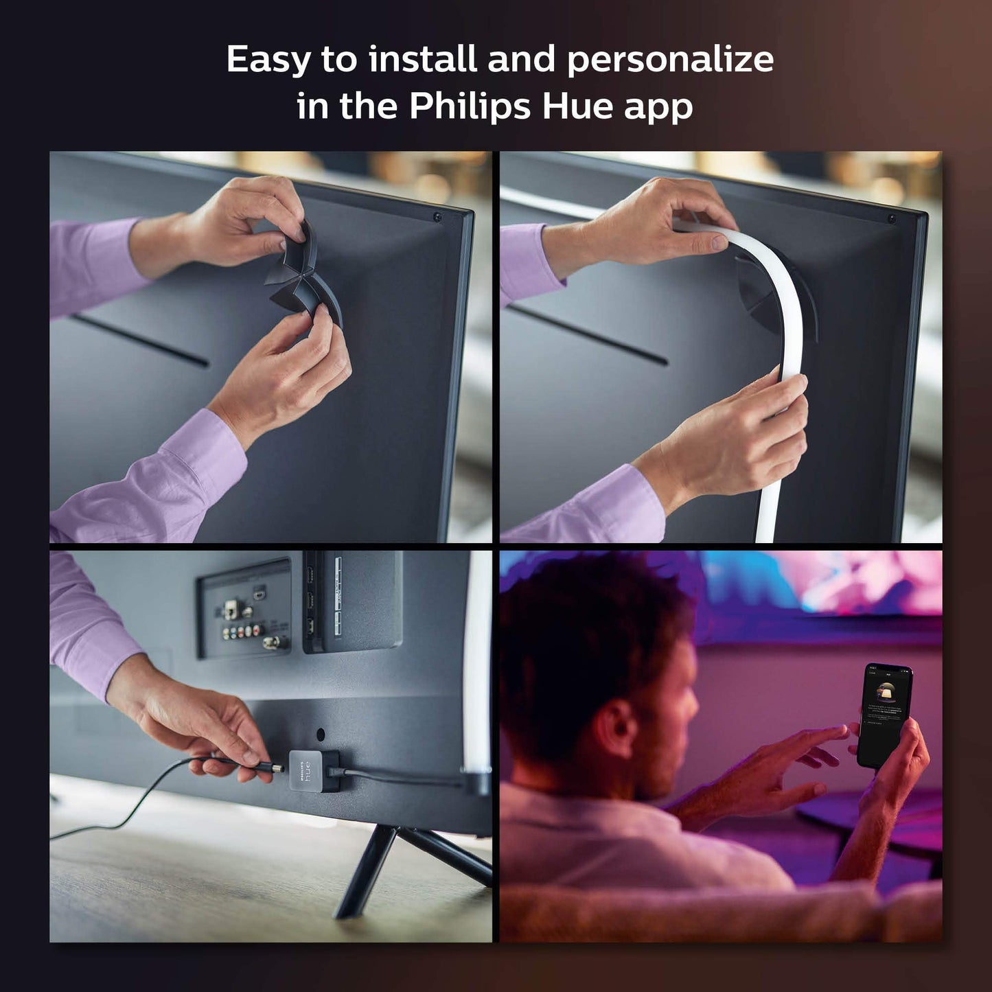 Philips Hue Gradient LightStrip (Sync with TV, Music and Gamin), Hue Sync Box Required for Sync and Hue Bridge