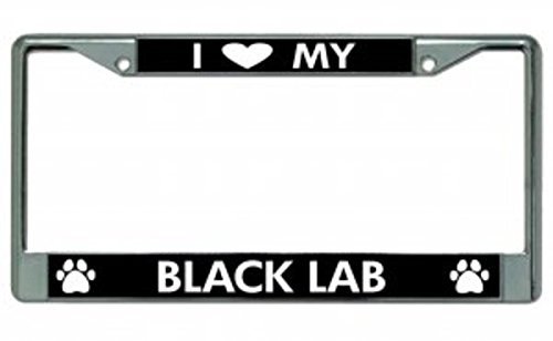 I Love My Black Lab Chrome License Plate Frame