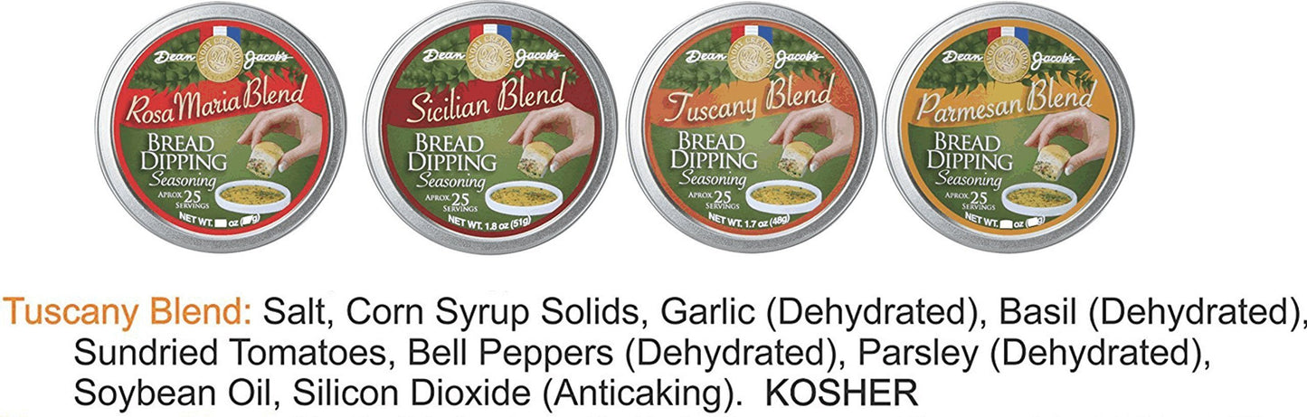 Dean Jacob's Tuscany Bread Dipping Seasonings (Pack of 6 Tins)