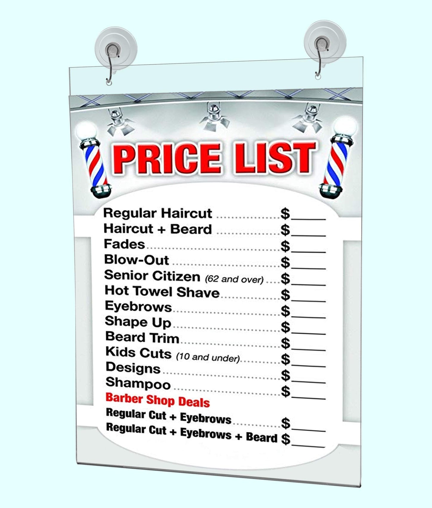 Marketing Holders Sign Holder with Suction Cup Hooks Glass Wall or Window Mount Clear Acrylic 11 x 14 Poster or Flyer Sleeve for Businesses Salons Restaurants and Schools