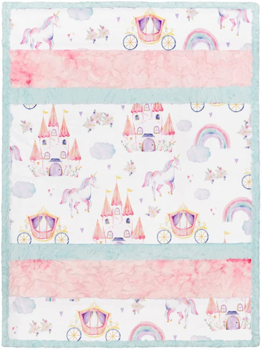 Keepsake Quilting - Bambino Enchanted Dream - Princess Quilt Kit - 100% Polyester Minky Soft - Whimsical Fantasy Cartoon - Pink - 28" x 37" - Machine Washable