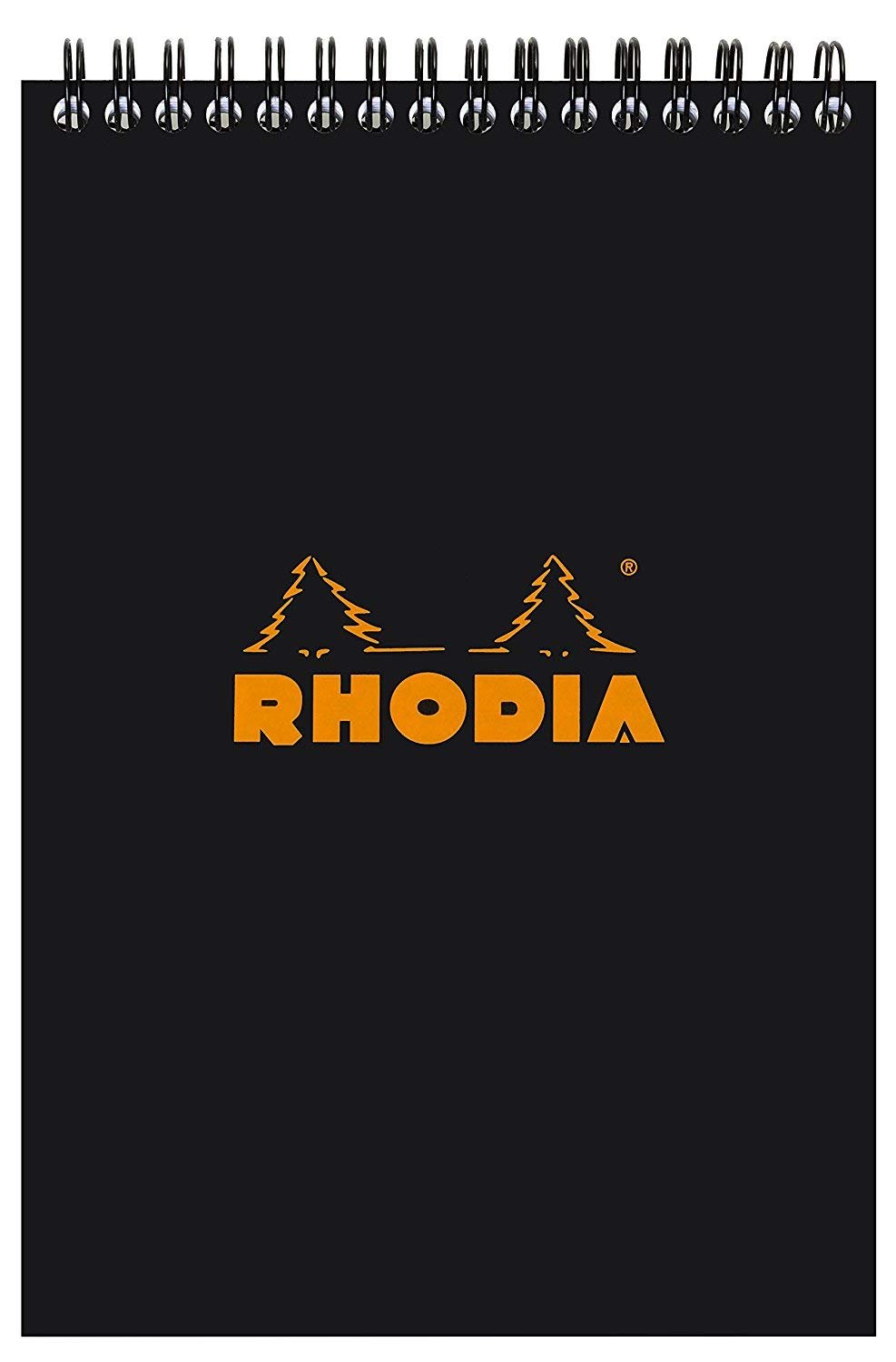 Rhodia Wirebound Notepad - Graph 80 sheets - 6 x 8 1/4 - Black cover, Pack of 5