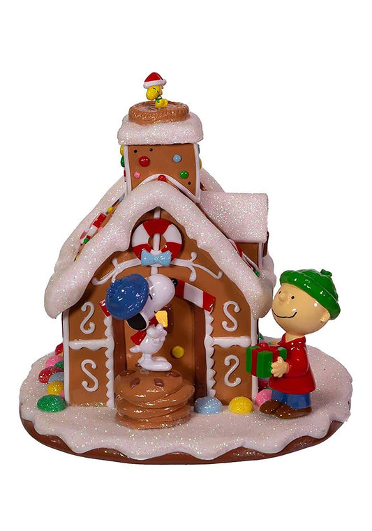 Peanuts Kurt Adler Battery-Operated LED Gingerbread House Table Piece