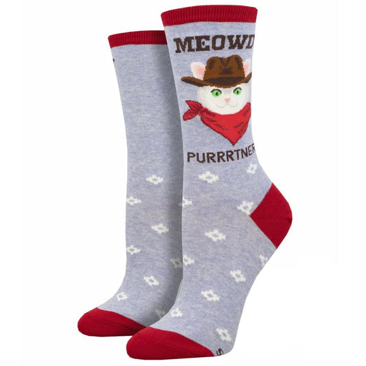 Socksmith Women's Crew Socks Meowdy Purrtner