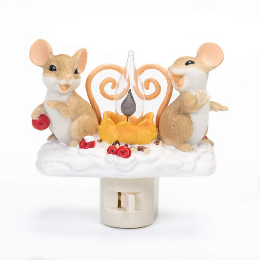 Campfire Friendly Mice 5 inch Swivel Base Plug-in Flickering Nightlight