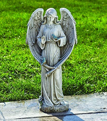 Joseph's Studio by Roman - Angel with Two Birds Statue, 20" H, Garden Collection, Resin and Stone, Decorative, Religious Gift, Home Outdoor and Indoor Decor, Durable, Long Lasting
