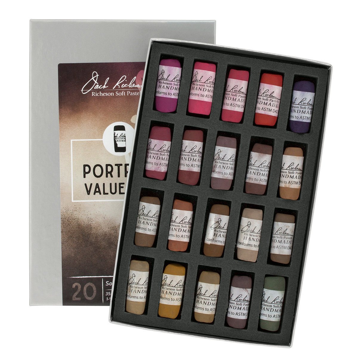 Jack Richeson 422937 Hand Rolled Soft Pastels Portrait (20 Piece Set)