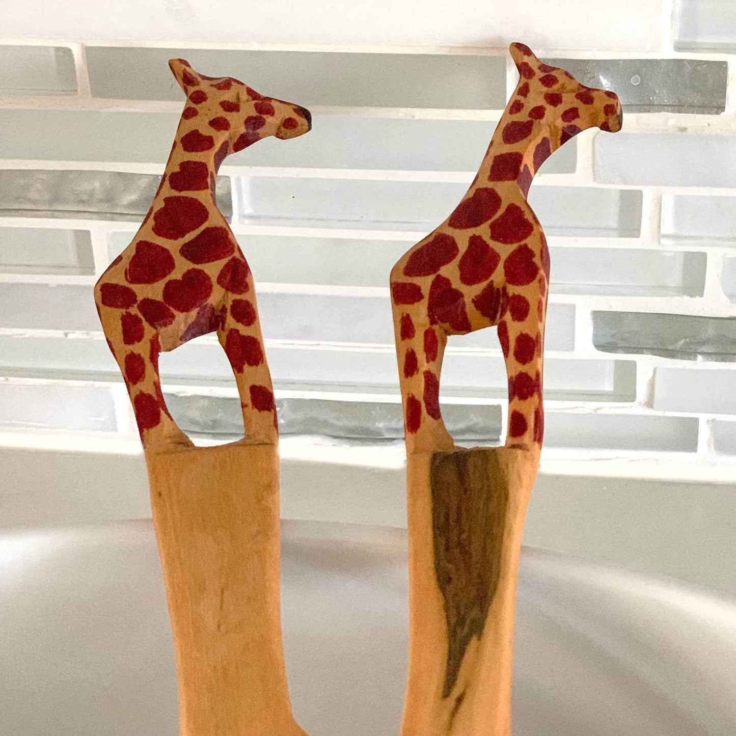 Global Crafts Hand Carved Salad Serving Set