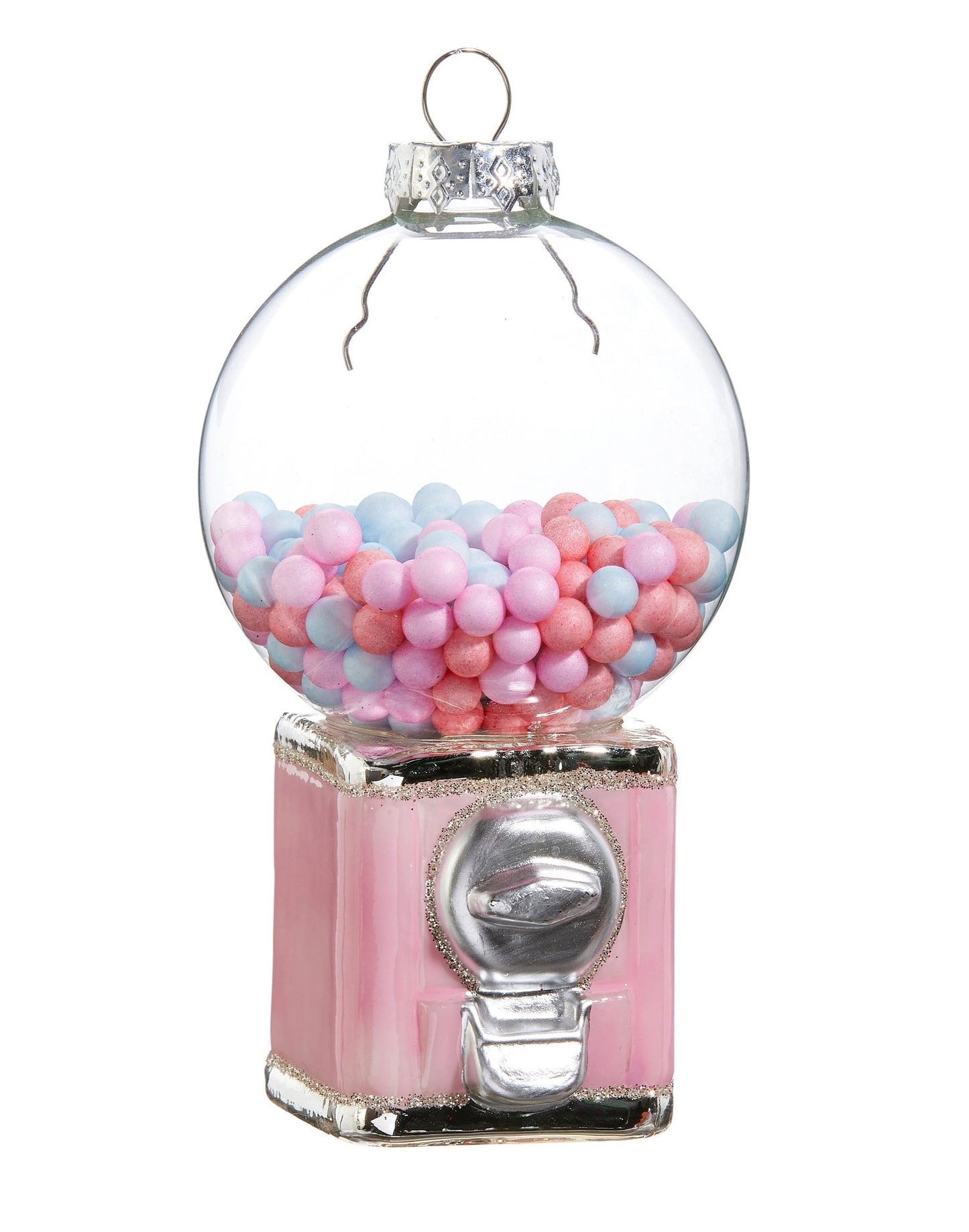 RAZ Imports Gumball Machine Ornament, 5-inch Diamter, Pink, Glass, Christmas, Home Decor