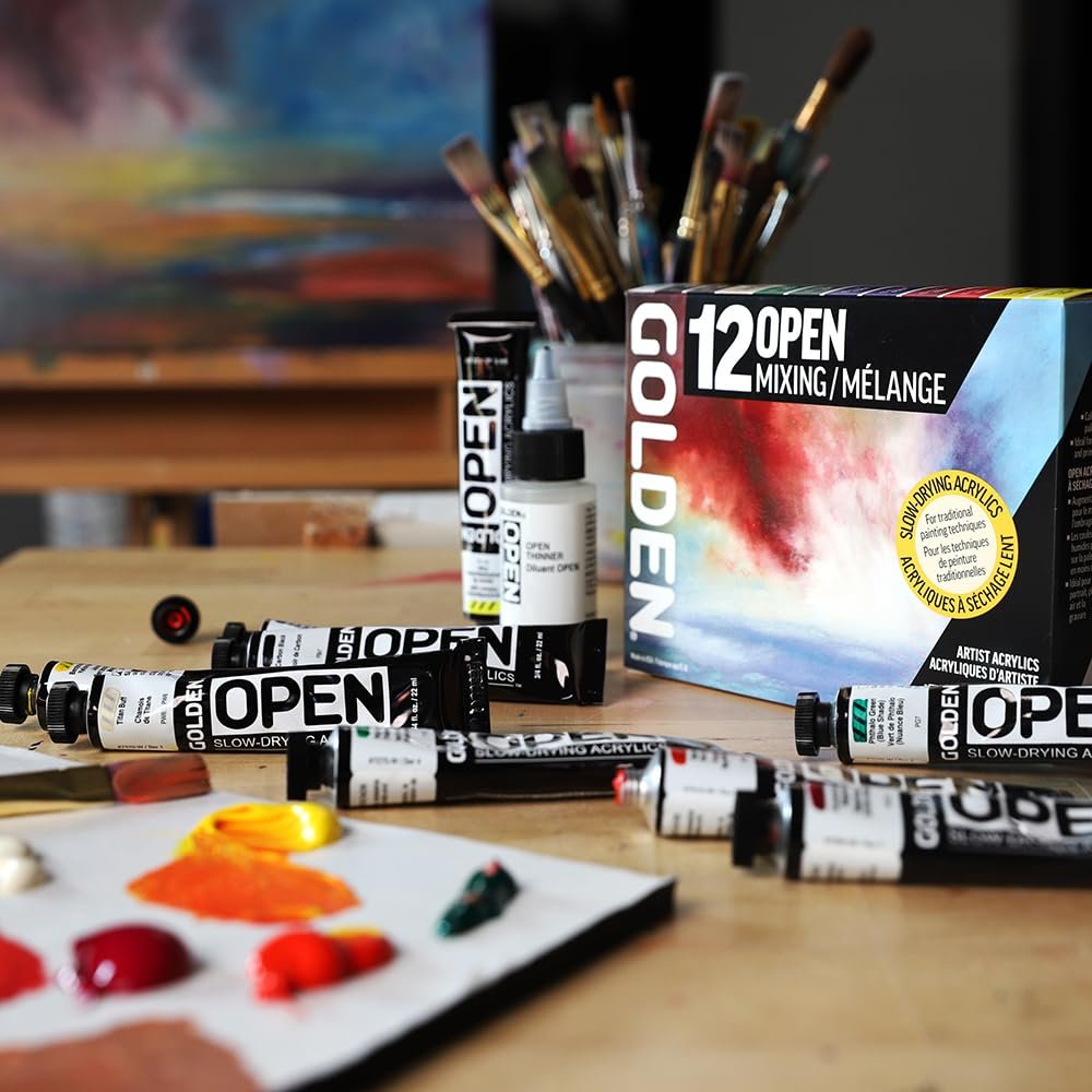 OPEN Slow-Drying Acrylics by GOLDEN, Intro, Landscape & Mixing Set, Professional Acrylic Paint