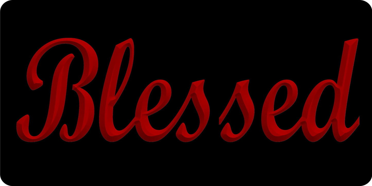 Blessed with Red Letters Photo License Plate
