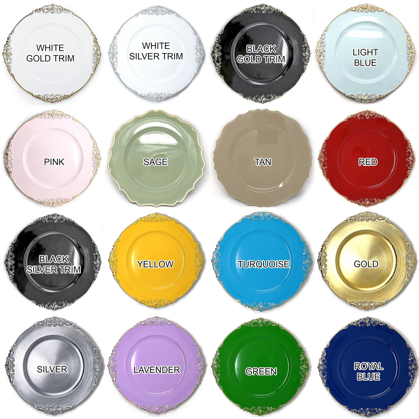 allgala Heavy Quality Round Charger Plates - Elegant Gold Chargers for Dinner Plates