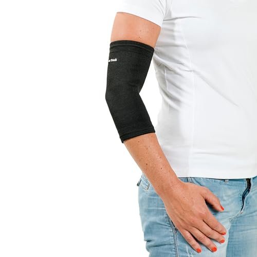 Back on Track Therapeutic 2-Way Stretch Black Elbow Brace - Enhanced Recovery & Support for Tennis, Golf, Training, Work and Daily Activities, Black, S
