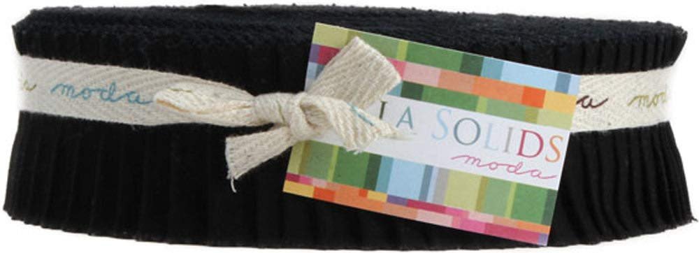 Bella Solids Black Honey Bun 40 1.5-inch Strips Moda Fabrics 9900HB 99