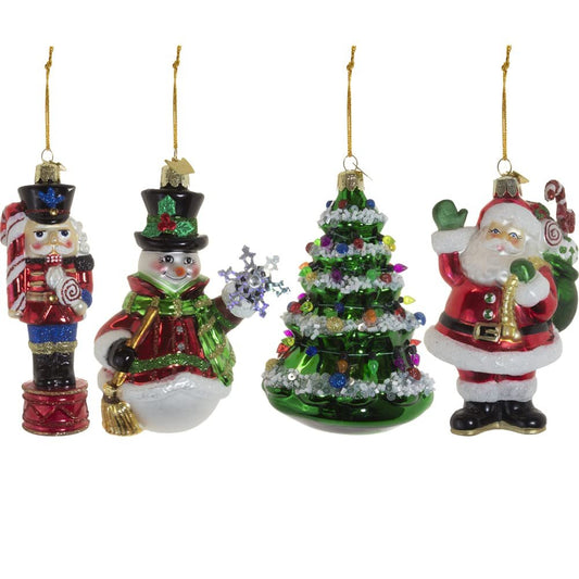 Kurt Adler 3-5.75-Inch Noble Gems™ Glass Christmas Ornaments, 4-Piece Box