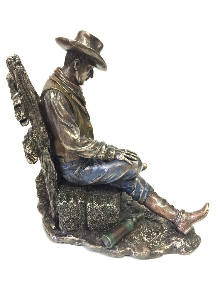 Cowboy and Dog Napping Statue Sculpture