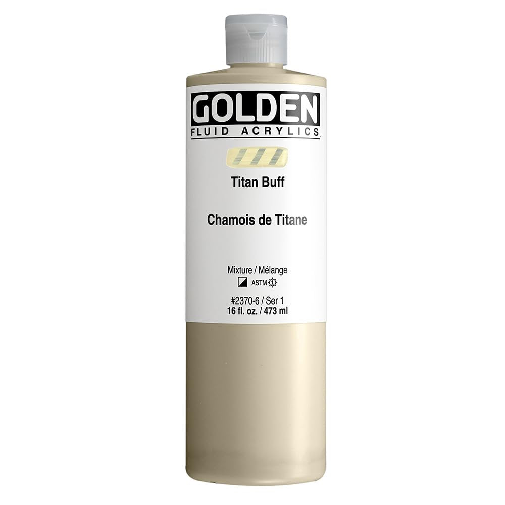 GOLDEN Fluid Acrylics, Titan Buff, 16 fl. oz. Bottle, Professional Acrylic Paint, Semi-Opaque