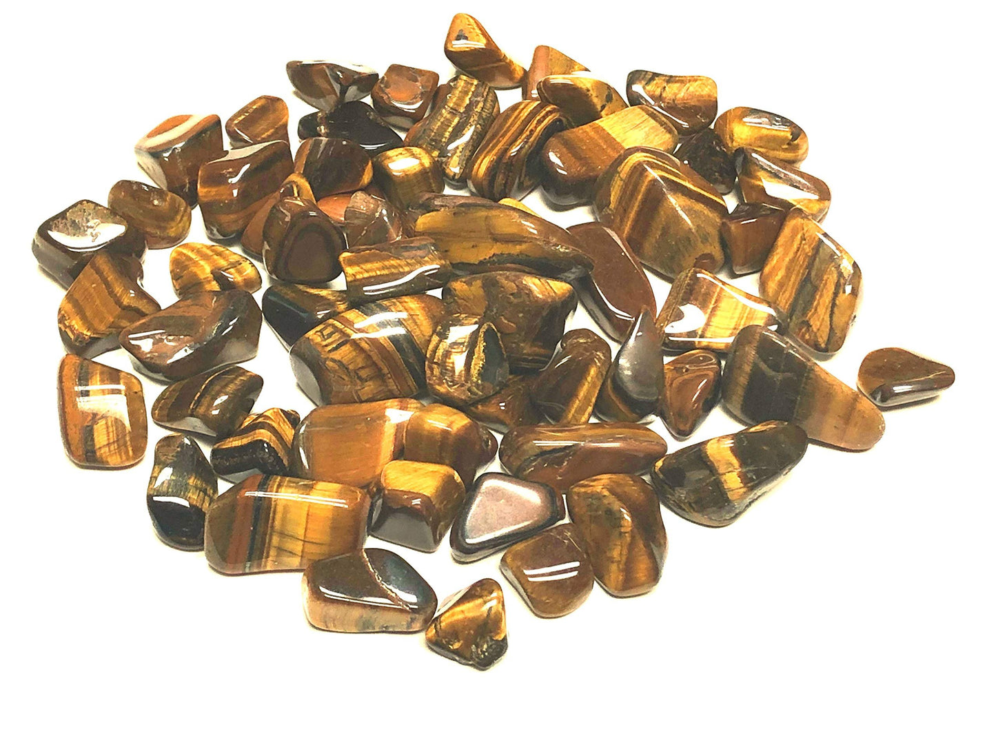 Zentron Tumbled Tiger Eye with Velvet Bag (1/2 Pound, Golden Tiger Eye)
