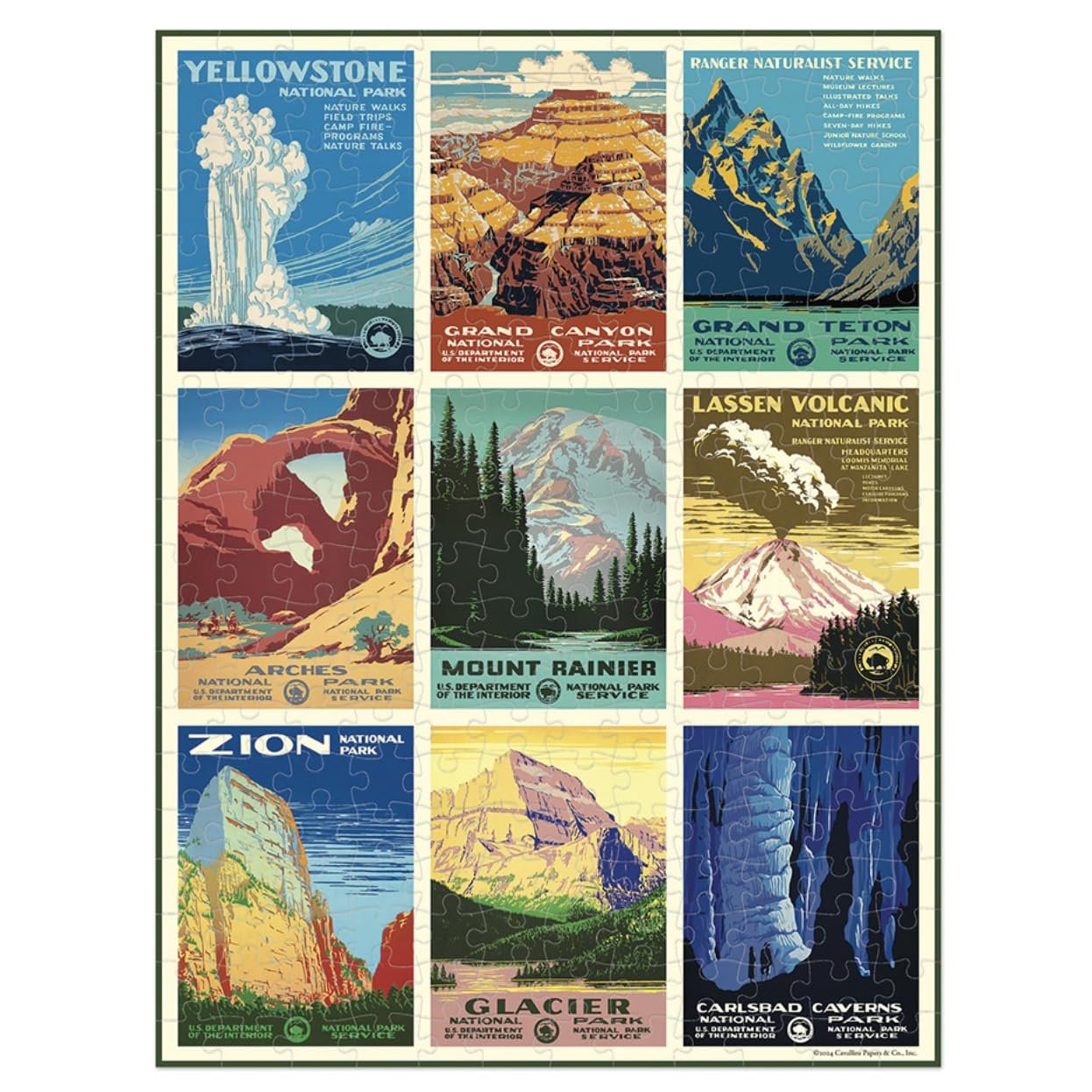 Cavallini 240 Piece Mini Puzzle, National Parks (PZLMINI/NP)