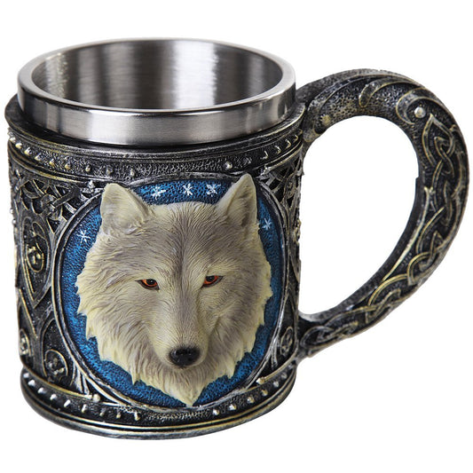Pacific Giftware Lone Spirit Wolf Celtic Magic 11oz Resin Coffee Mug with Stainless Steel Insert