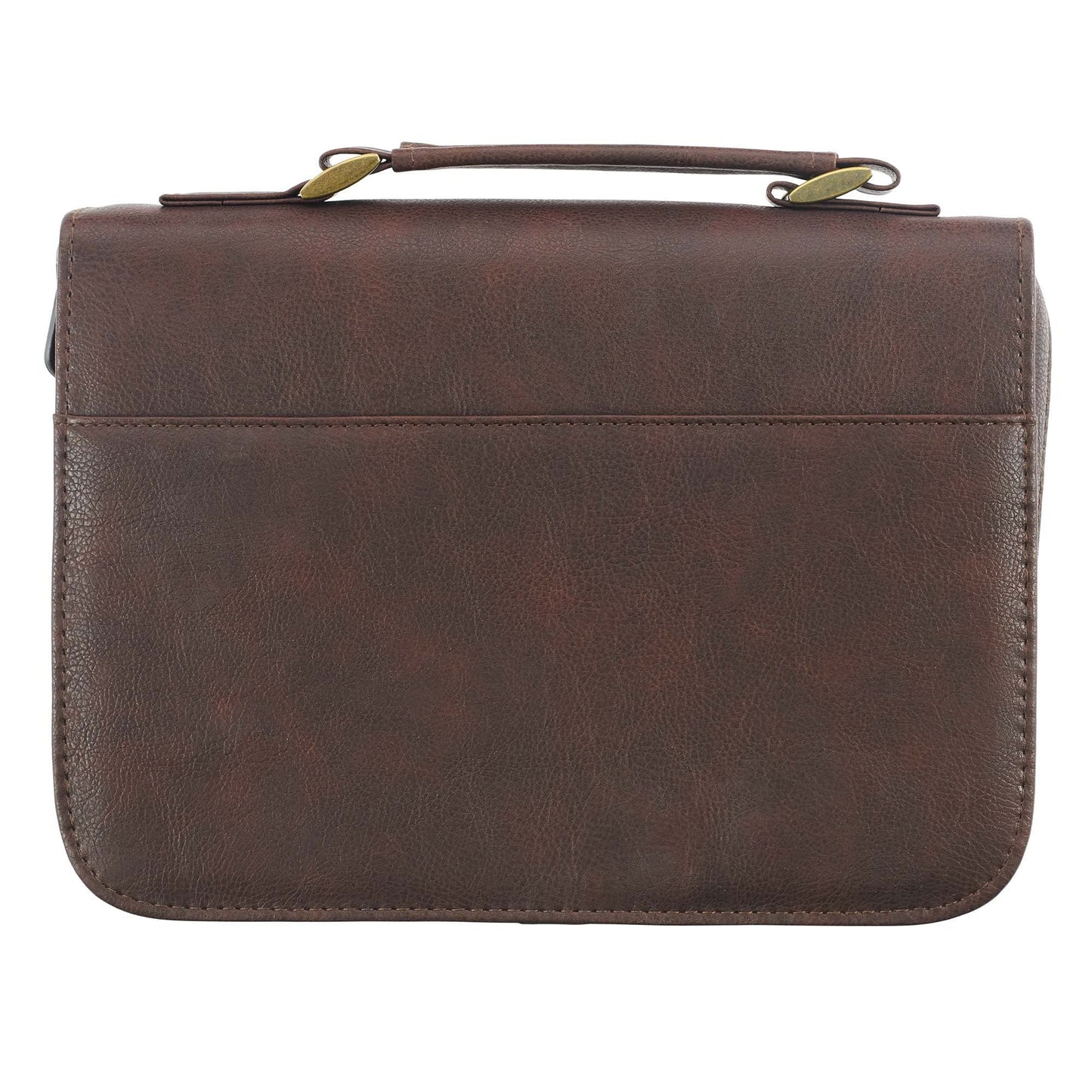 Christian Art Gifts Classic Bible Cover Be Strong and Courageous Joshua 1:9 Faux Leather, Saddle Tan/Brown