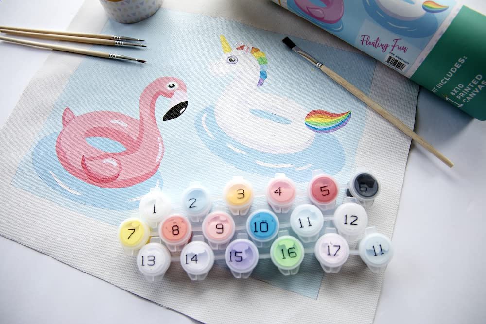 Pink Picasso Kits Paint by Number for Kids | DIY 8x10 Beginner Color by Numbers Canvas Painting Art Kits | Delicious Doughnuts