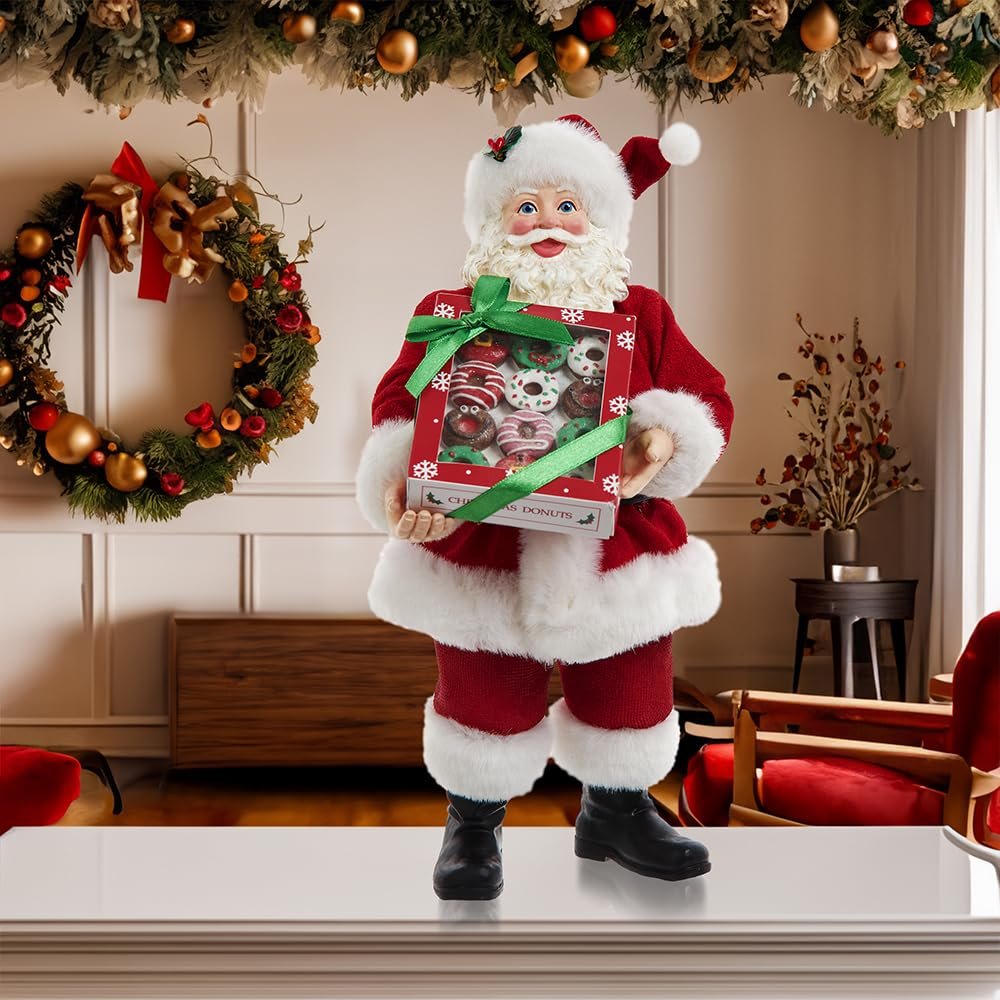 Kurt Adler 10.5-inch Fabriché™ Santa with Box of Donuts