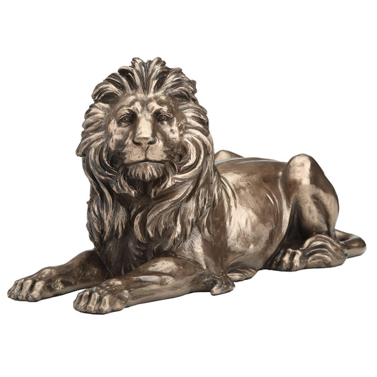 Veronese Design 8 7/8 Inch Lying Lion Cold Cast Resin Bronze Finish Animal Decoration Statue