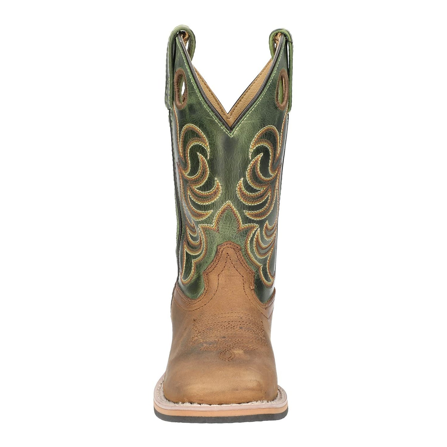 Smoky Children's Kid's Jesse Brown Distress and Green Crackle Leather Western Cowboy Boot