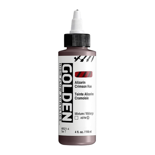 High Flow Acrylics by GOLDEN, Alizarin Crimson Hue, 4 fl. oz. Bottle, Professional Acrylic Paint, Transparent