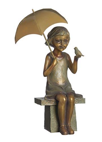 Roman - Girl on Bench Statue, 17.25" H, Garden Collection, Resin and Stone, Decorative, Gift, Home Outdoor Decor, Durable, Long Lasting, Unique Design