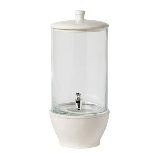 Casafina Ceramic Stoneware 19" Glass Drink Dispenser - Fontana Collection, White | Microwave & Dishwasher Safe Dinnerware | Food Safe Glazing | Restaurant Quality Serveware