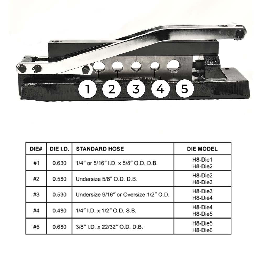 Interstate Pneumatics H8-KIT1 Heavy-Duty Bench Crimper (H8) with Ferrules (50PK) 0.718 Inch ID x 1 Inch & 0.656 Inch ID x 1 Inch